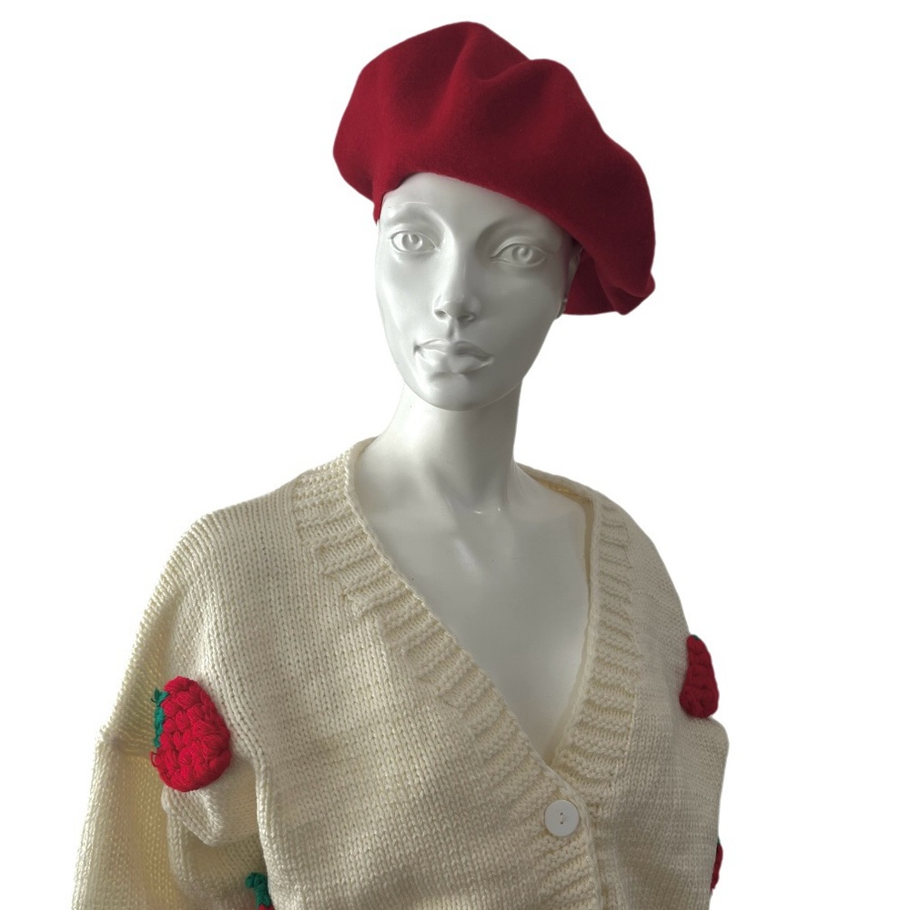 Parkhurst Dorothea Knitting Mills Red Wool Beret